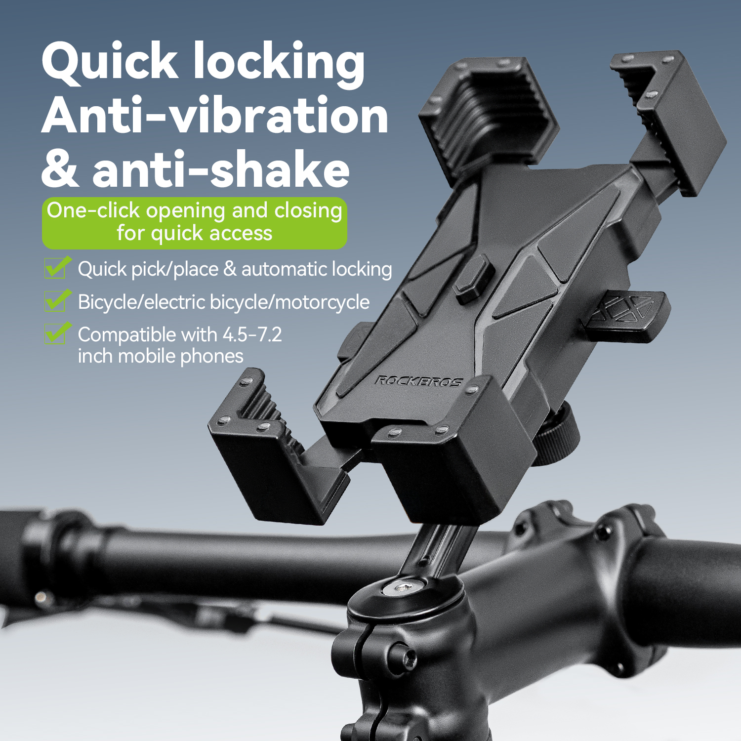 ROCKBROS Road Bike Electric Bike Cell Phone Holder Anti-shake Motorcycle Navigation Bracket for Cycling