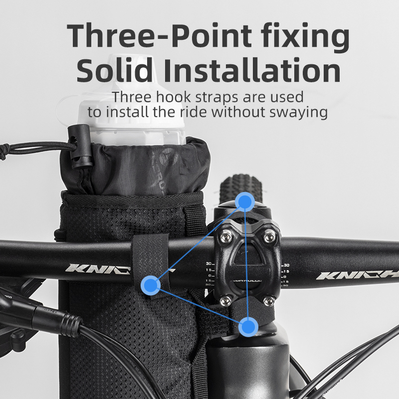 For Bike Handlebar Water Bottle Package Bag Oxford Fabric Black Light Weight Mountain Road Bikes Front Frame Pannier Kettle