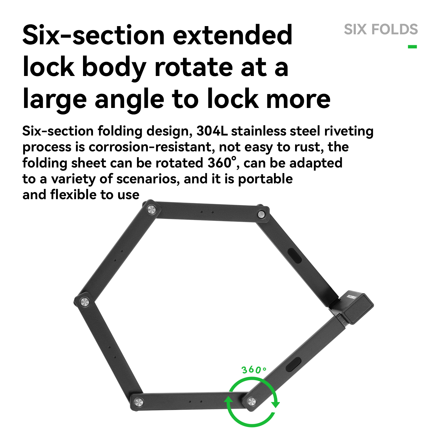 ROCKBROS ART Certified Key Operated Titanium Alloy Folding Locks for Road Mountain Bike Electric Motorcycle Riding Lock
