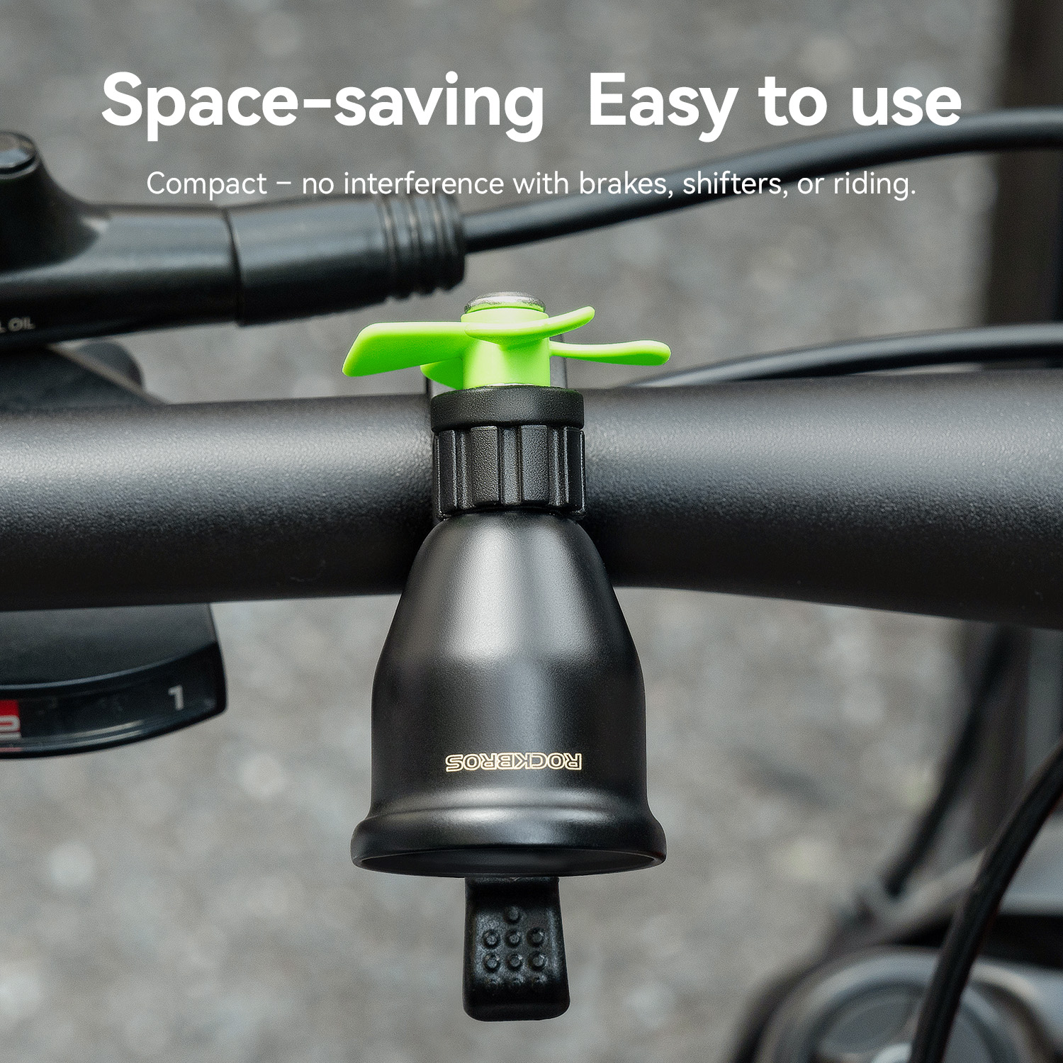 For Wind Driven Fan Bicycle Bell 80dB Copper Alloy Handlebar Spinning Green Fan Road MTB Folding Bikes 54g Warning/Safety