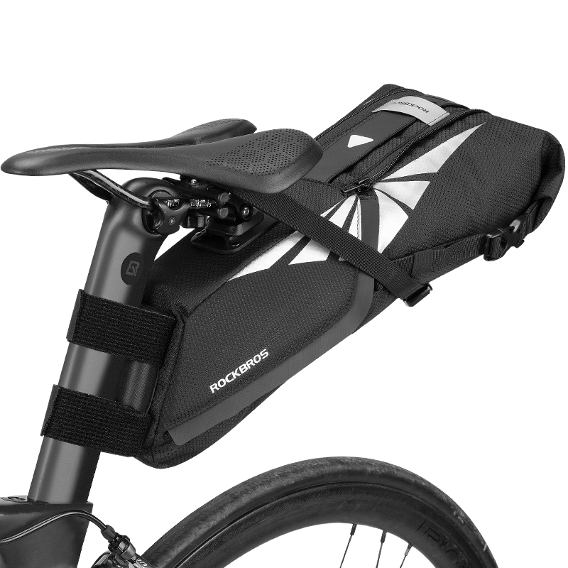 For Wholesale Custom PVC+Nylon Waterproof 8L Bicycle Saddle Bag for Travel Folding
