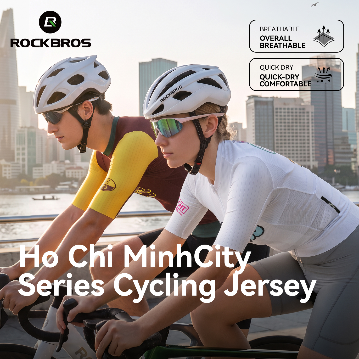 ROCKBROS Unisex Cycling Jersey Full Zip Short Sleeve Breathable Quick Dry Lightweight Windproof Polyester Mesh Bike Shirt