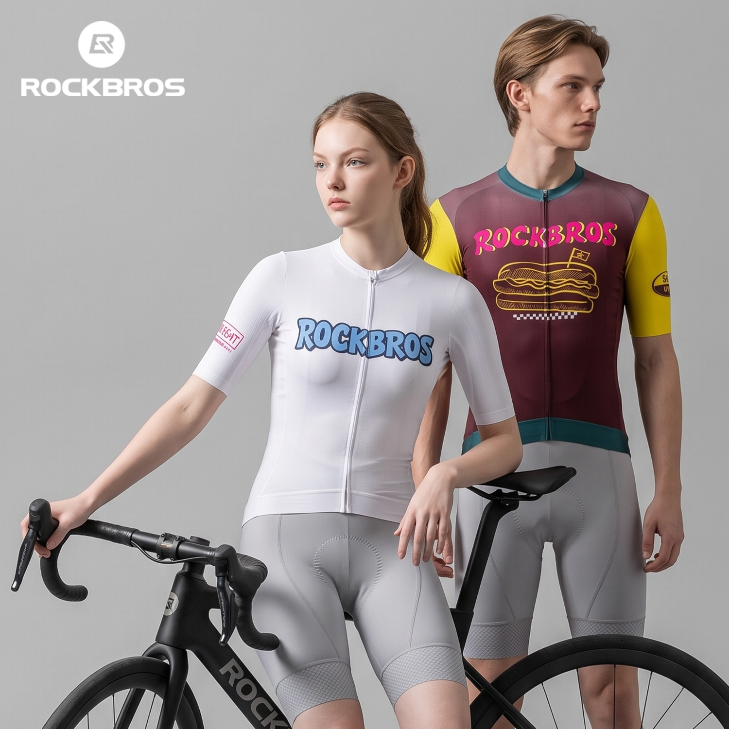 ROCKBROS Unisex Cycling Jersey Full Zip Short Sleeve Breathable Quick Dry Lightweight Windproof Polyester Mesh Bike Shirt