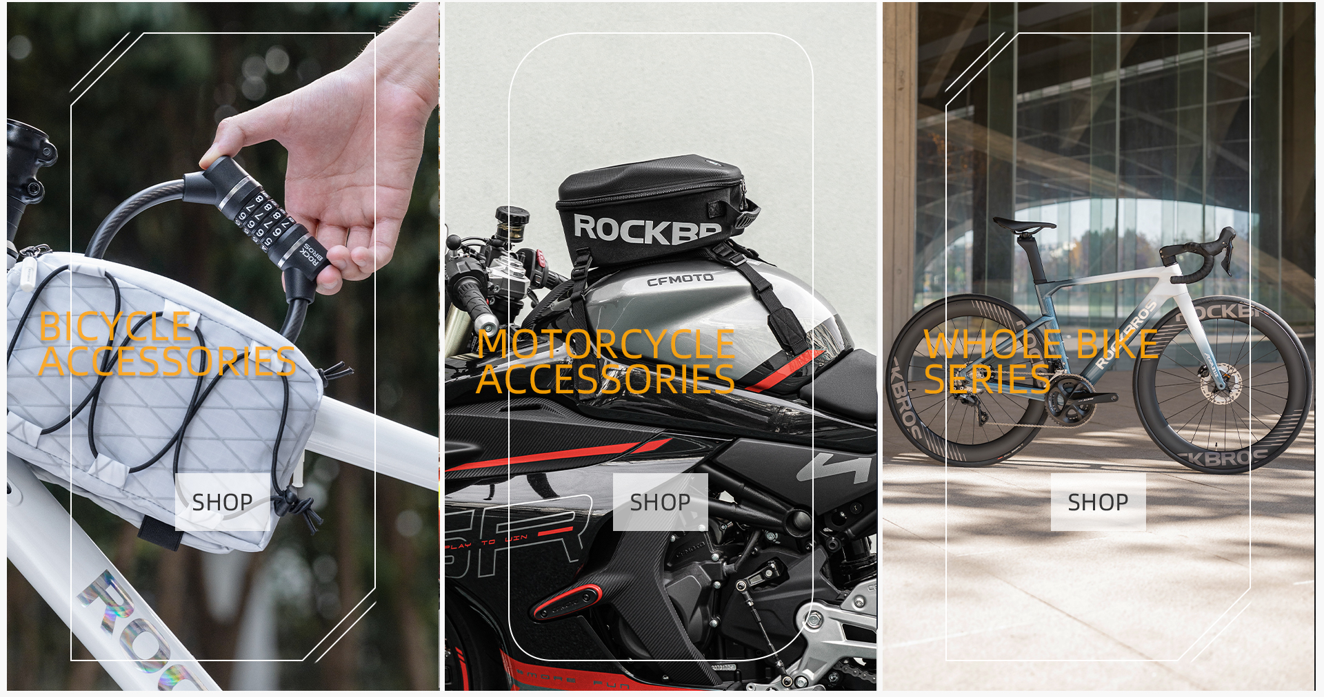 Bicycle accessories, motorcycle accessories and bikes product lines