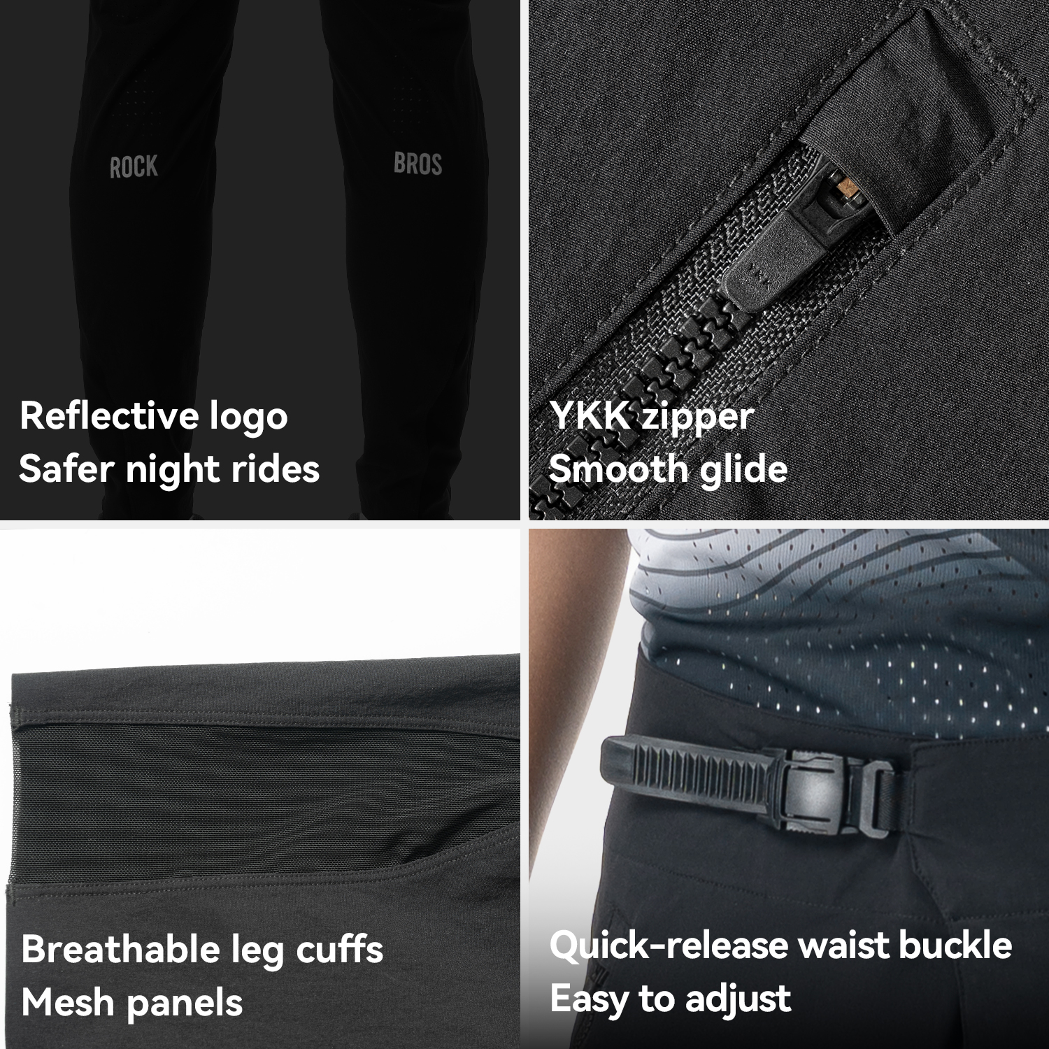 ROCKBROS Men's MTB Pants Breathable Sweat-Wicking Mountain Bike Riding Pants Laser-Perforated Stretch Lightweight Trousers