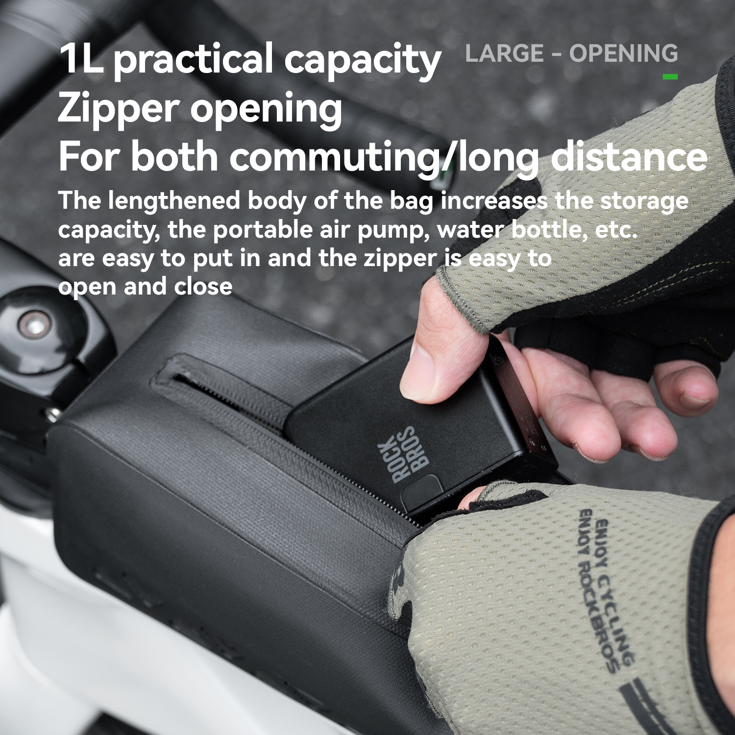 For ROAD to SKY SERIES Bike Top Tube Bags 1L 100g Waterproof Road MTB Riding Storage Bag