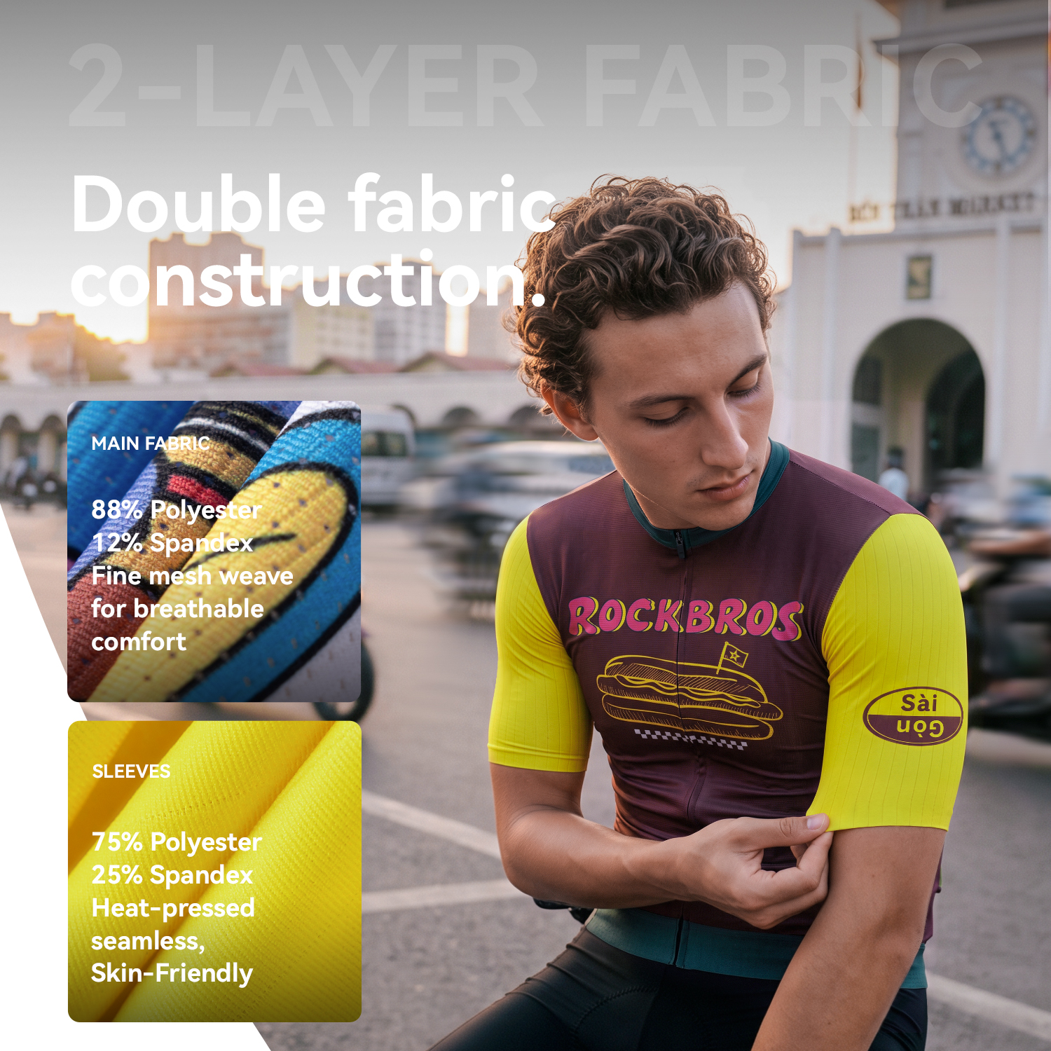 ROCKBROS Unisex Cycling Jersey Full Zip Short Sleeve Breathable Quick Dry Lightweight Windproof Polyester Mesh Bike Shirt