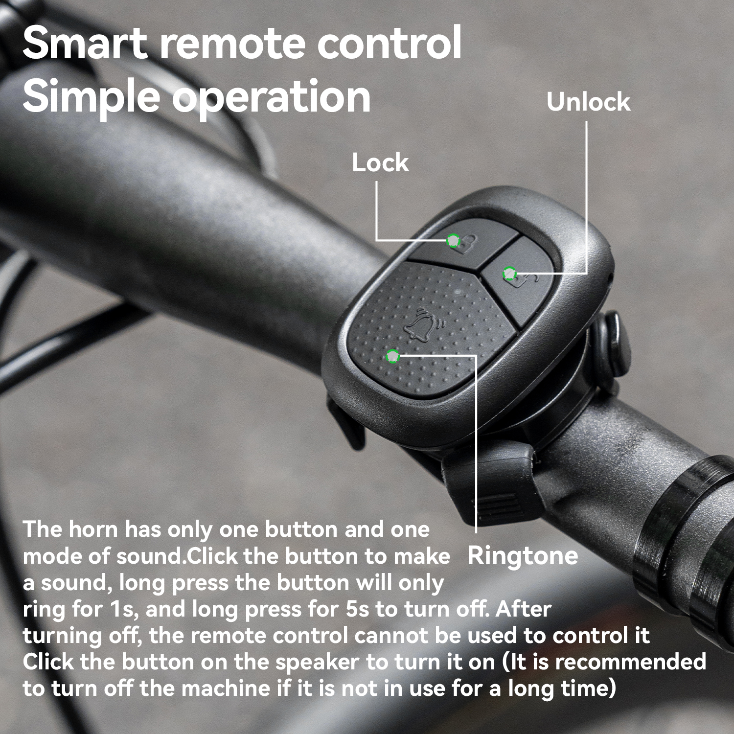 For ROCKBROS Wireless Remote Control Bicycle Electric Horn Waterproof Warning Bell for Road Electric Bikes Children's Bikes