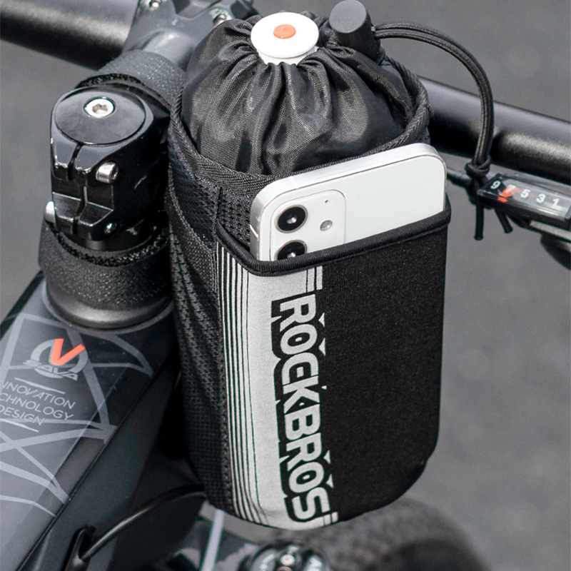 For Bike Handlebar Water Bottle Package Bag Oxford Fabric Black Light Weight Mountain Road Bikes Front Frame Pannier Kettle