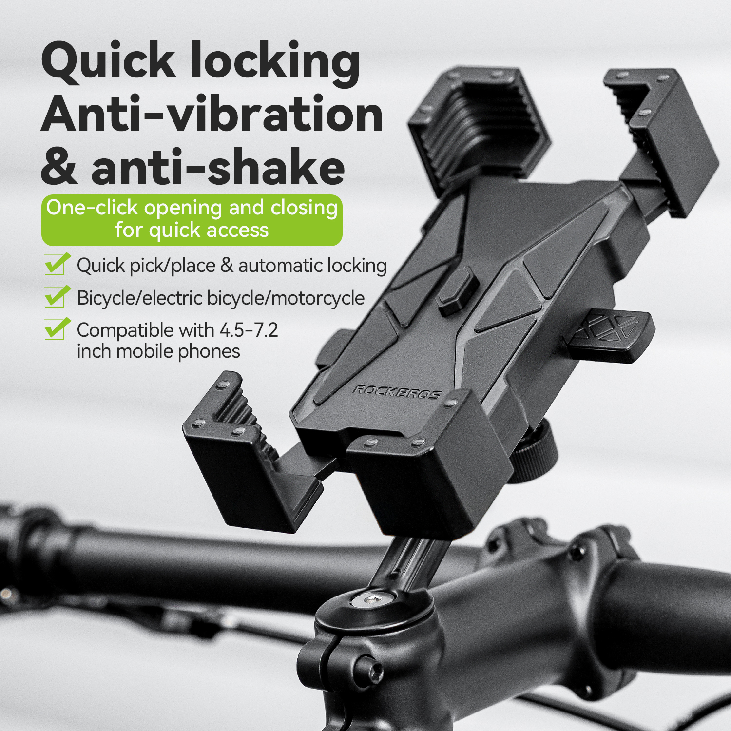 ROCKBROS Road Bike Electric Bike Cell Phone Holder Anti-shake Motorcycle Navigation Bracket for Cycling