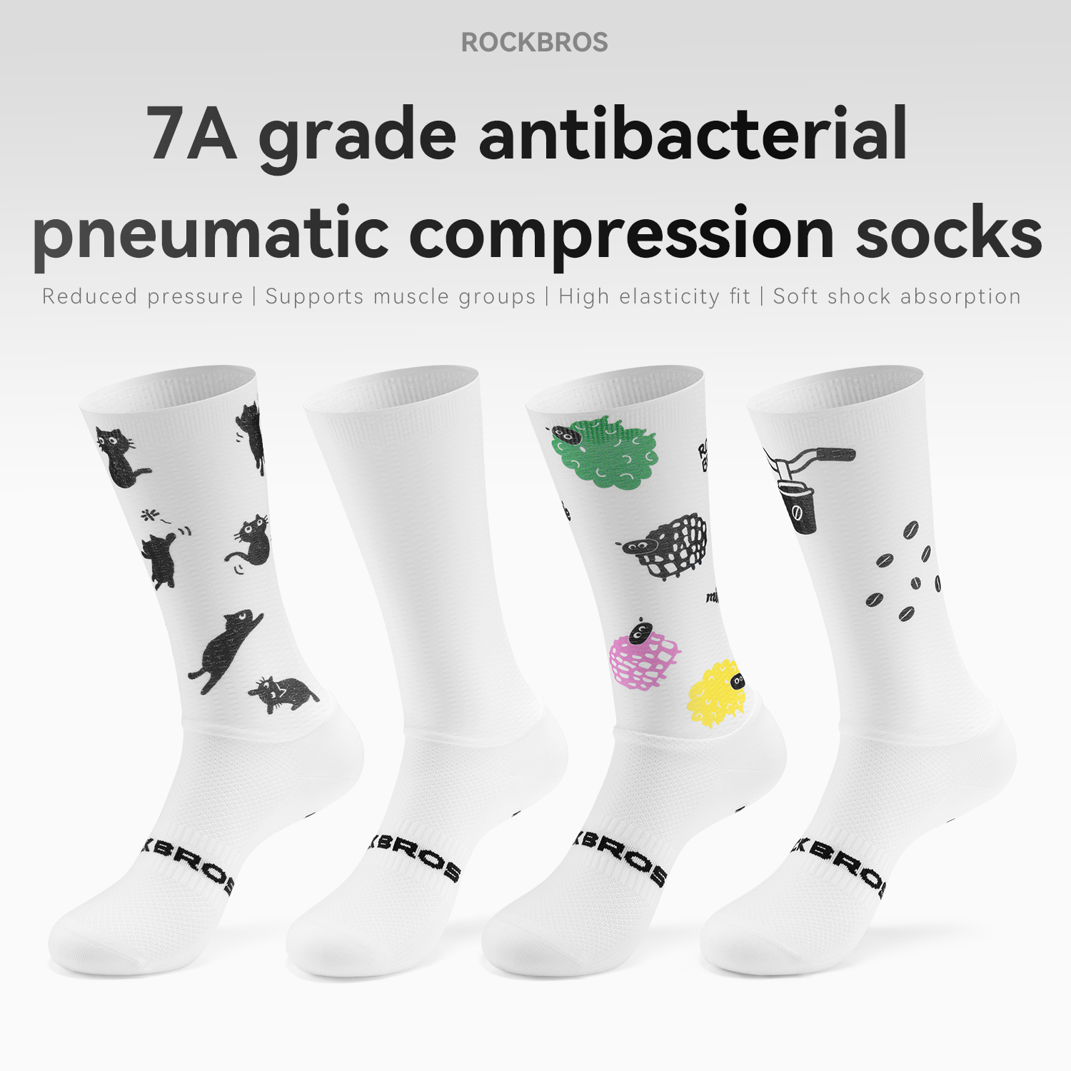 ROCKBROS Cycling Compression Socks Aero Mesh Breathable 7A Antibacterial Deodorant Graduated Pressure Road Bike Socks Men Women